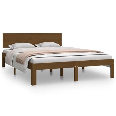 vidaXL Bed Frame Honey Brown Solid Wood 150x200 cm King Size