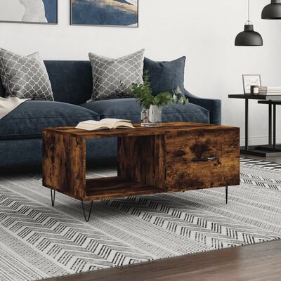 vidaXL Coffee Table Smoked Oak 90x50x40 cm Engineered Wood