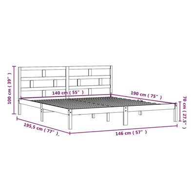 vidaXL Bed Frame without Mattress White Solid Wood 140x190 cm (809998+814195)