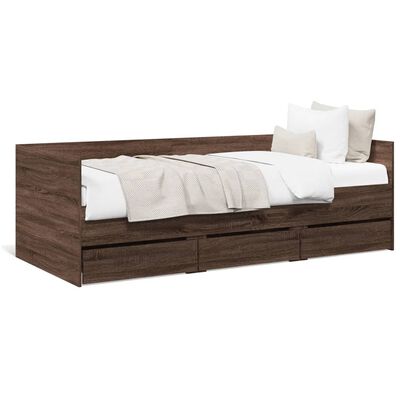 vidaXL Daybed with Drawers without Mattress Brown Oak 90x190 cm Single