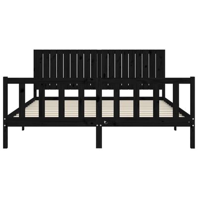 vidaXL Bed Frame without Mattress Black Super King Size Solid Wood Pine