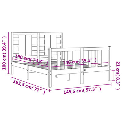 vidaXL Bed Frame without Mattress Black 140x190 cm Solid Wood Pine