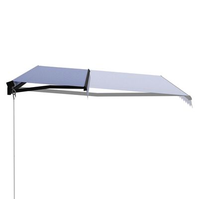 vidaXL Manual Retractable Awning with LED 450x300 cm Blue and White