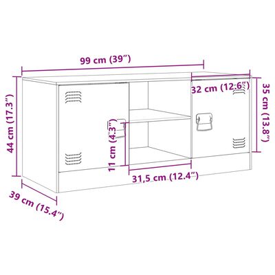 vidaXL TV Cabinet Olive Green 99x39x44 cm Steel