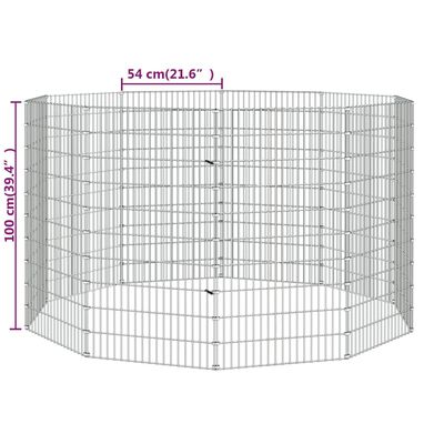 vidaXL Free Range Animal Enclosure 10-Panel 54x100 cm Galvanised Iron