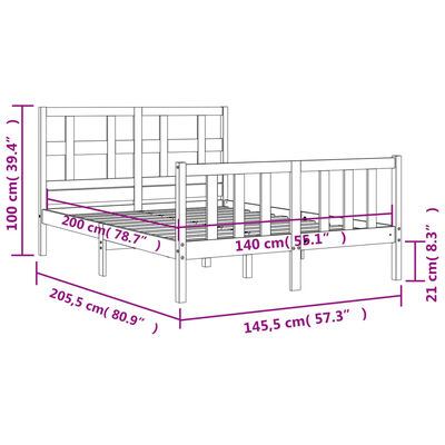 vidaXL Bed Frame without Mattress White 140x200 cm Solid Wood Pine