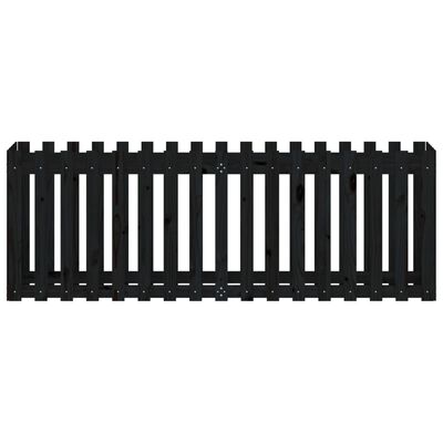 vidaXL Garden Raised Bed with Fence Design Black 200x50x70 cm Solid Wood Pine