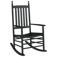 vidaXL Rocking Chair with Curved Seat Black Solid Wood Poplar