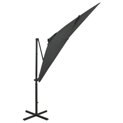 vidaXL Cantilever Garden Parasol with Pole and LED Lights Anthracite 250 cm