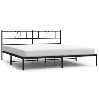 vidaXL Metal Bed Frame without Mattress with Headboard Black 193x203 cm