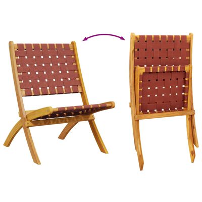 vidaXL Folding Garden Chairs 2 pcs Red Solid Wood Acacia and Fabric