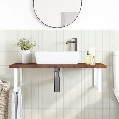 vidaXL Basin Shelf Wall Mounted Steel and Solid Wood Oak