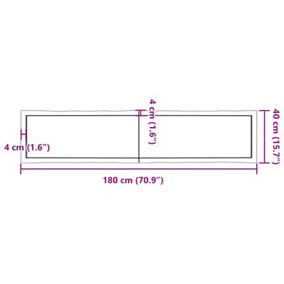 vidaXL Table Top 180x40x(2-6) cm Untreated Solid Wood Live Edge