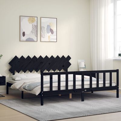 vidaXL Bed Frame without Mattress Black 200x200 cm Solid Wood Pine