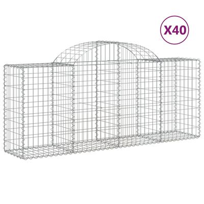 vidaXL Arched Gabion Baskets 40 pcs 200x50x80/100 cm Galvanised Iron