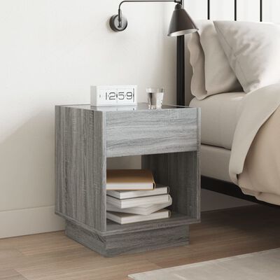 vidaXL Bedside Table with Infinity LED Grey Sonoma 40x40x50 cm