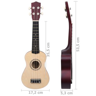 vidaXL Soprano Ukulele Set with Bag for Kids Light Wood 21"