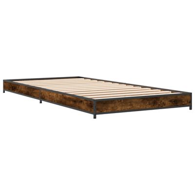 vidaXL Bed Frame without Mattress Smoked Oak 75x190 cm Small Single