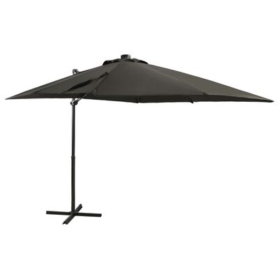 vidaXL Cantilever Garden Parasol with Pole and LED Lights Anthracite 250 cm