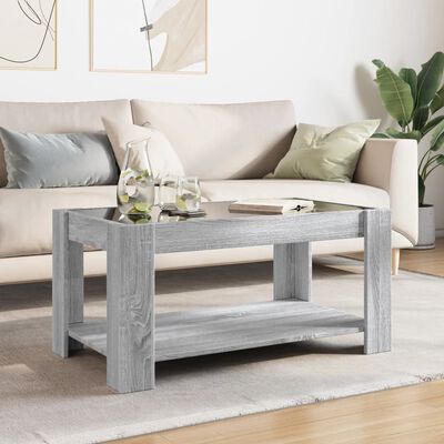 vidaXL Coffee Table with LED Grey Sonoma 93x53x45 cm Engineered Wood