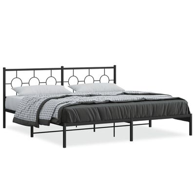 vidaXL Metal Bed Frame without Mattress with Headboard Black 193x203 cm