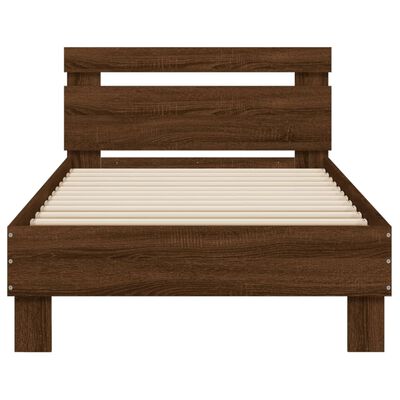 vidaXL Bed Frame without Mattress with LED Lights Brown Oak 75x190 cm Small Single