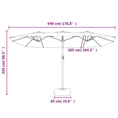 vidaXL Double-Head Garden Parasol with LEDs Black 449x245 cm