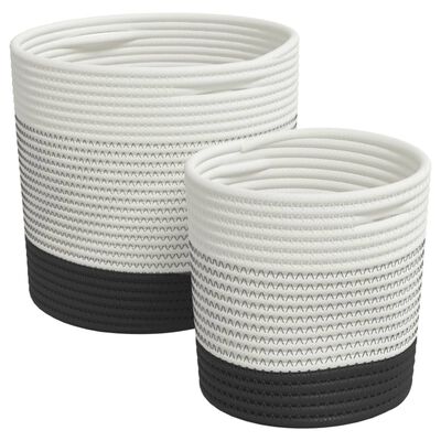 vidaXL Storage Baskets 2 pcs White and Black Cotton