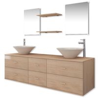 vidaXL Nine Piece Bathroom Furniture Set with Basin with Tap Beige