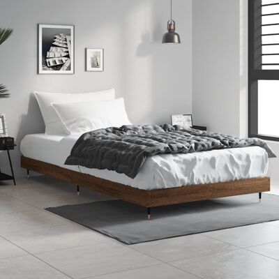 vidaXL Bed Frame without Mattress Brown Oak 100x200 cm Engineered Wood