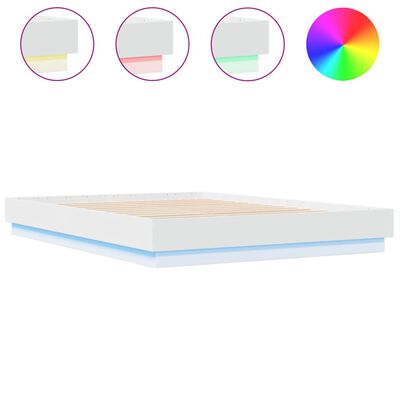 vidaXL Bed Frame with LED without Mattress White 160x200 cm