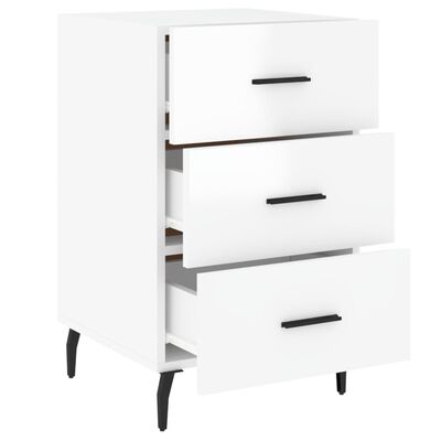 vidaXL Bedside Cabinet High Gloss White 40x40x66 cm Engineered Wood