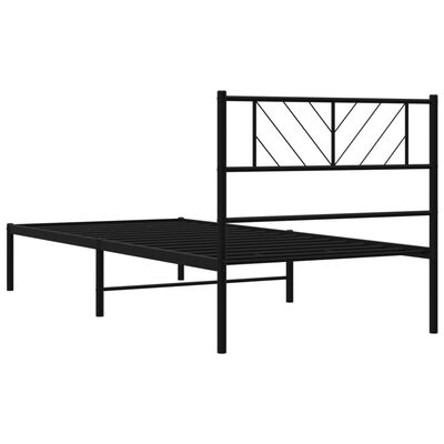 vidaXL Metal Bed Frame without Mattress with Headboard Black 100x190 cm