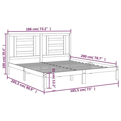 vidaXL Bed Frame without Mattress 180x200 cm Super King Solid Wood