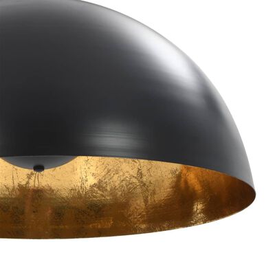 vidaXL Ceiling Lamps 2 pcs Black and Gold Semi-spherical 50 cm E27