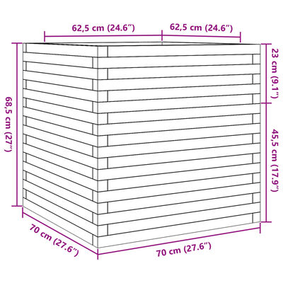 vidaXL Garden Planter 70x70x68.5 cm Impregnated Wood Pine