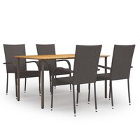 vidaXL 5 Piece Garden Dining Set Poly Rattan Brown