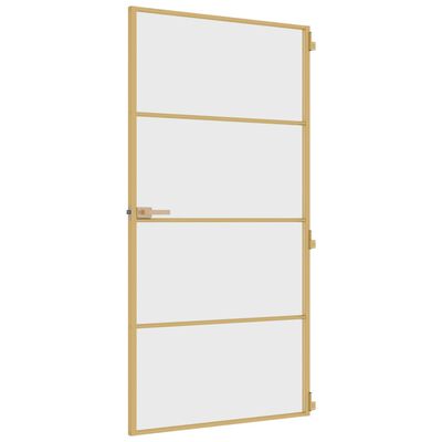 vidaXL Interior Door Slim Golden 102.5x201.5 cm Tempered Glass and Aluminium