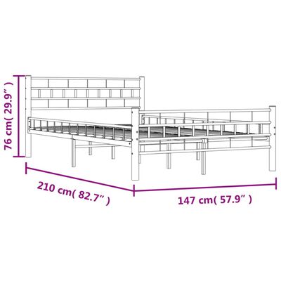 vidaXL Bed Frame White Metal 140x200 cm