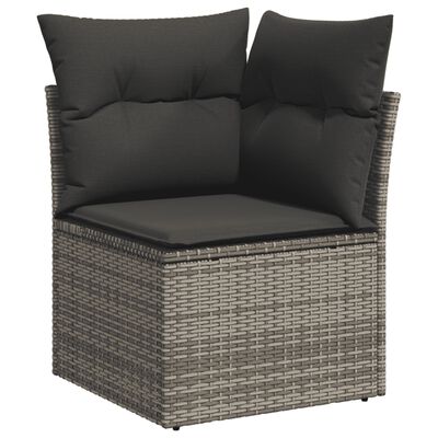 vidaXL 6 Piece Garden Sofa Set with Cushions Grey Poly Rattan