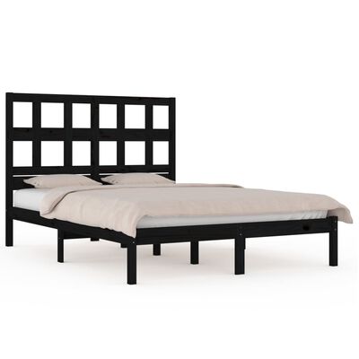 vidaXL Bed Frame without Mattress Black 120x190 cm Small Double Solid Wood Pine