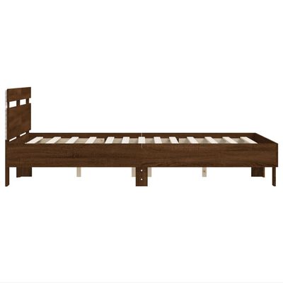 vidaXL Bed Frame with LED without Mattress Brown Oak 135x190 cm Double