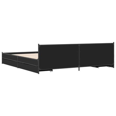 vidaXL Bed Frame with Drawers without Mattress Black 180x200 cm Super King