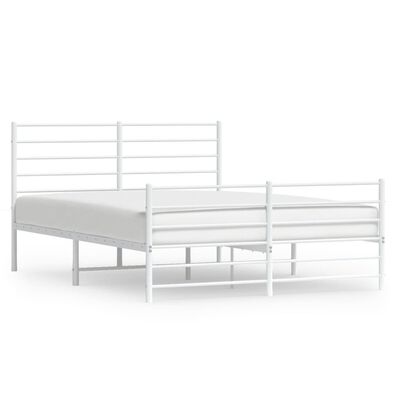 vidaXL Metal Bed Frame without Mattress with Footboard White 120x190 cm Small Double