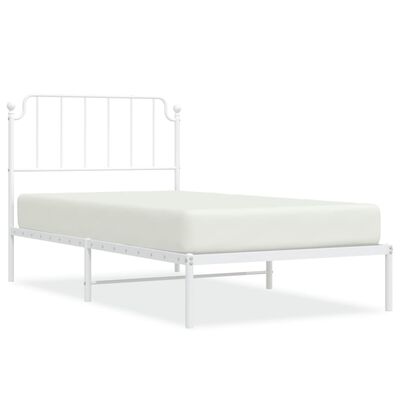 vidaXL Metal Bed Frame without Mattress with Headboard White 100x200 cm