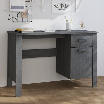 vidaXL Desk HAMAR Dark Grey 113x50x75 cm Solid Wood Pine