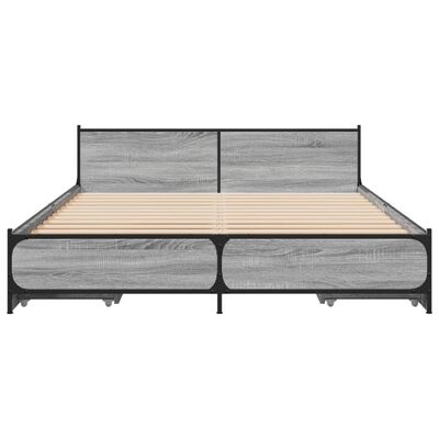 vidaXL Bed Frame with Drawers without Mattress Grey Sonoma 140x200 cm