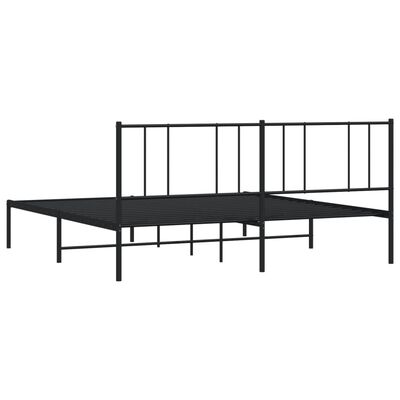 vidaXL Metal Bed Frame without Mattress with Headboard Black 193x203 cm