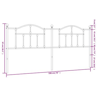 vidaXL Metal Headboard White 193 cm