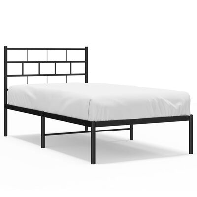 vidaXL Metal Bed Frame without Mattress with Headboard Black 100x200 cm